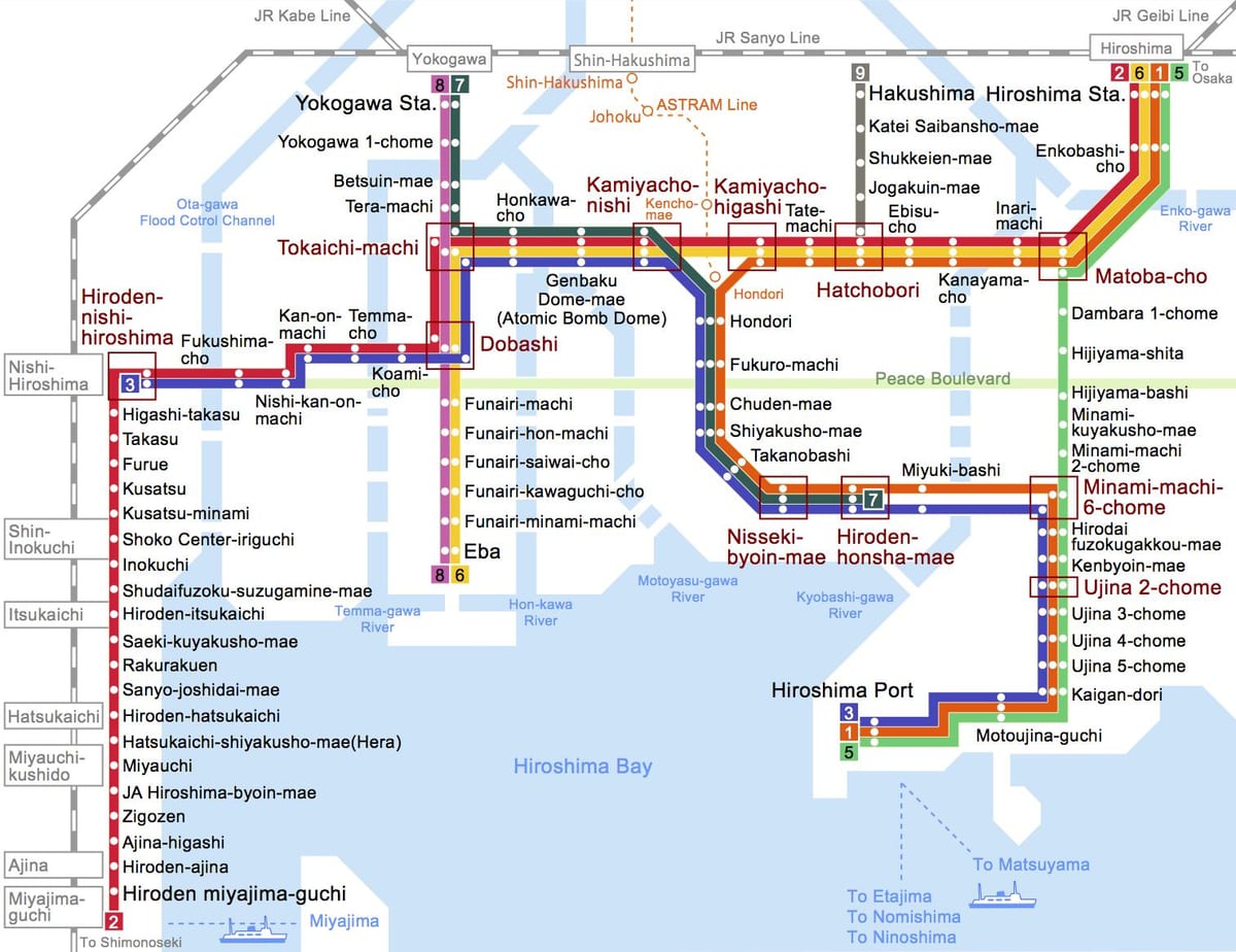 Karte von hiroshima bus