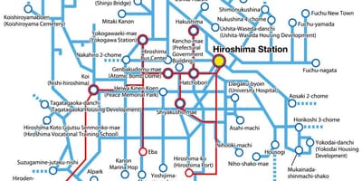 Karte von hiroshima, transport